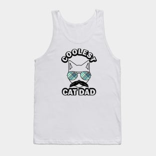 Coolest Cat Dad Plaid Sunglasses Kitten Father Tank Top